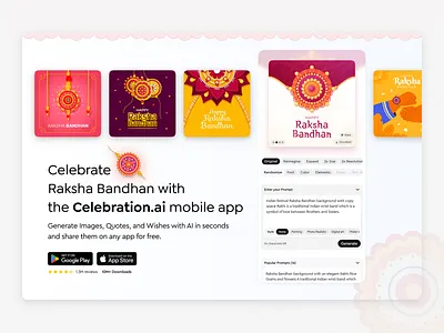 Mobile App Landing page Hero app app store festival figma landing page micro interactions mobile app raksha bandhann