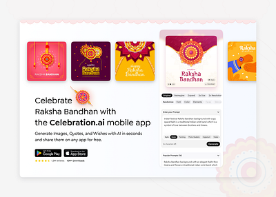 Mobile App Landing page Hero app app store festival figma landing page micro interactions mobile app raksha bandhann