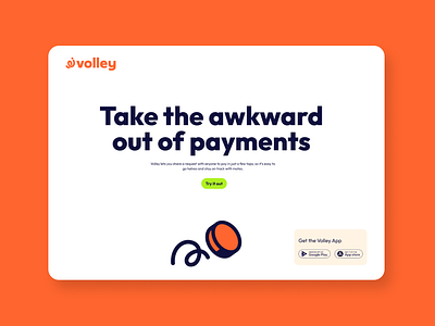 Volley - Take the awkward out of payments branding ui ux webiste