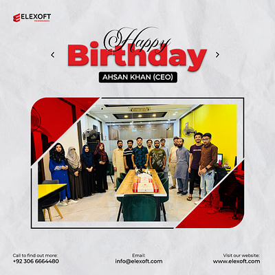 Birthday Post Design | Elexoft Technologies 3d animation branding graphic design logo motion graphics ui