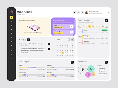 Online Education Dashboard concept dashboard dashboard ui design dashboard web design design desktop education online organizing studying ui ux web app web application web design web design inspiration