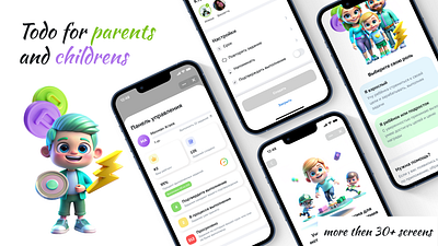 Todo app for parents and childrens 3d ai app child design graphic design illustration ios mobile ui