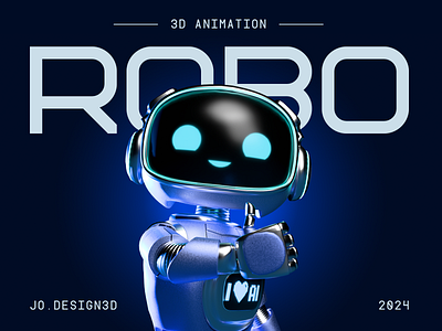 Robot | AI Assistant | 3D Animation 3d 3d animation 3d character 3d modeling ai ai assistant animation blender blender 3d blue character motion graphics robot texturing