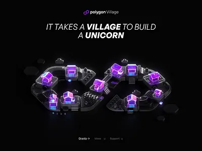 Polygon Village Landing Page Illustration 3d 3d art animation blender3d branding cgi graphic design illustration motion graphics ui
