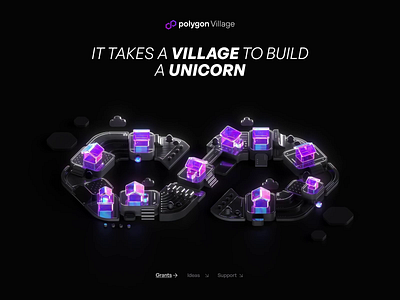 Polygon Village Landing Page Illustration 3d 3d art animation blender3d branding cgi graphic design illustration motion graphics ui