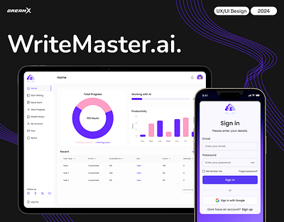 WriteMaster.ai - AI Platform Design ai artificial intelligence design ui ux uxui web design website