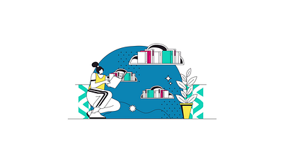 Cloud Library 2D Animation 2d animation books cloud cloud storage digital library digital resources e book e learning educational technology flat illustration library motion online reading readet reading reading platform virtual library woman