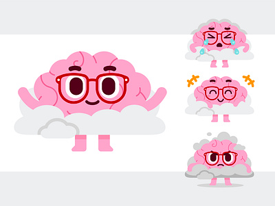 Brain Mascot app brain branding cartoon character cloud clouds creative cute digital emoticon flat funny illustration kawaii logo mascot pink ui vector