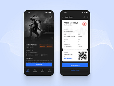 Ticketly: Concert & Event Ticketing UI Concept app design product design ui ux