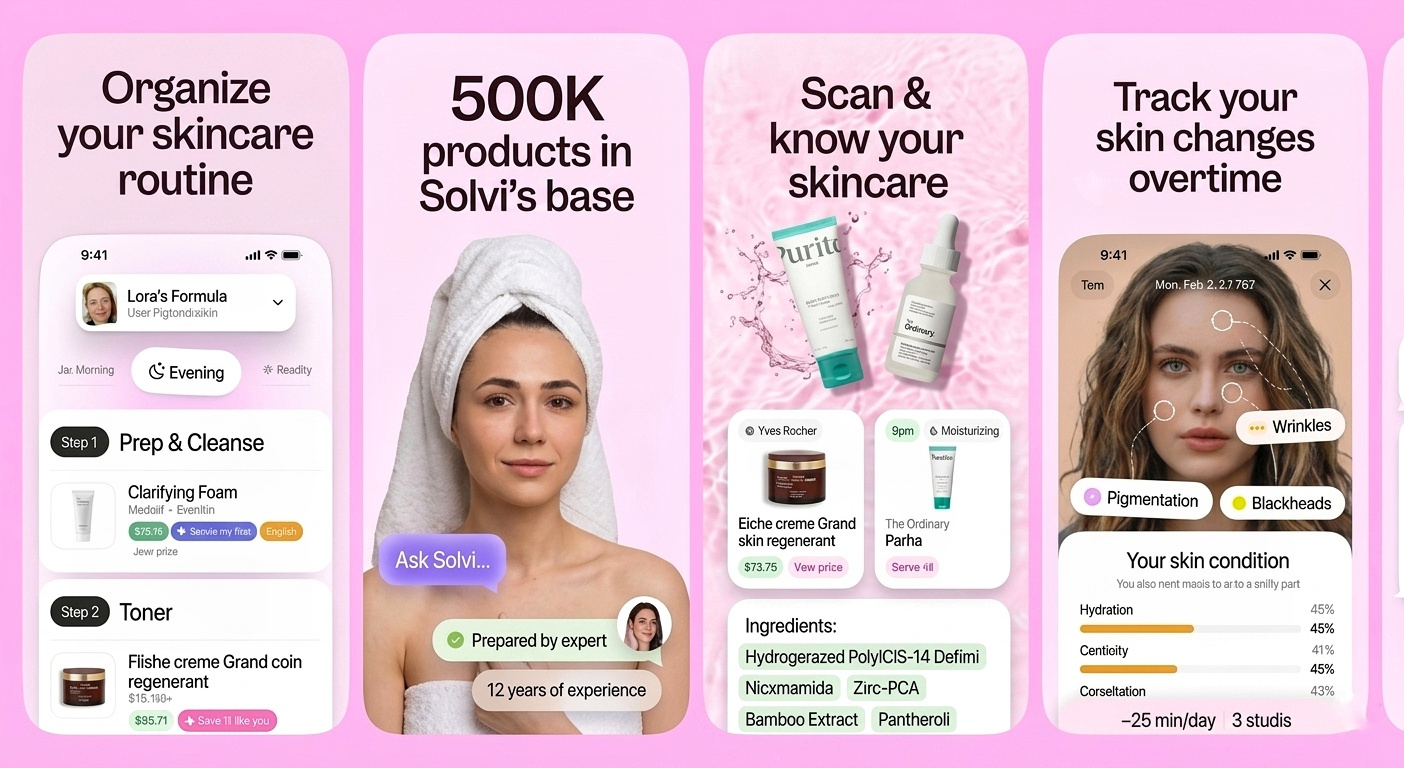 AI Skincare App Store Screenshots–iOS and Android android store app design app preview app store app store screenshots app visuals ios ios apple store ios screenshots ipad screenshots mobile app design playstore playstore screenshots screenshots store screenshots ui ux visuals