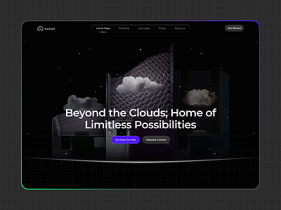 Hazar Landing Page 2d animation 3d animation cloud cloud service dark dark landing page landing page microinteraction motion graphics product ui animation ui design uiux web design website