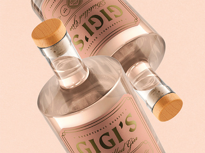 Gigi's Gin alcohol bottle branding distilled distillery elegant feminine gigi gin packaging pink