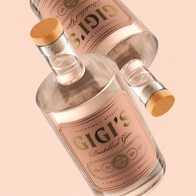 Gigi's Gin alcohol bottle branding distilled distillery elegant feminine gigi gin packaging pink