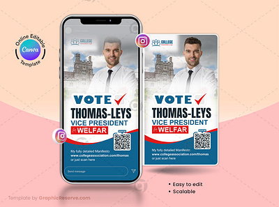 College Election Instagram Story Banner Canva Template political instagram story