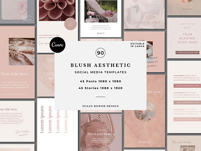 Blush Aesthetic Social Media Templates aesthetic templates blush aesthetic branded templates canva template digital marketing editable templates instagram posts instagram stories instagram templates pink templates small business social media social media content