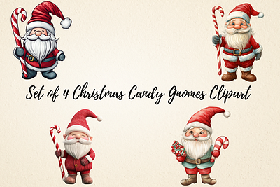 Christmas Candy Gnomes Clipart Bundle animation backgrounds branding candy christmas clipart digital download gnome graphic design instant logo mugs watercolor