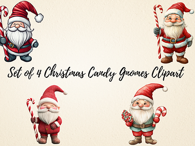 Christmas Candy Gnomes Clipart Bundle animation backgrounds branding candy christmas clipart digital download gnome graphic design instant logo mugs watercolor