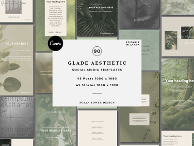 Glade Aesthetic Social Media Templates aesthetic templates branded templates canva template digital marketing editable templates glade aesthetic green templates instagram posts instagram stories instagram templates small business social media social media content