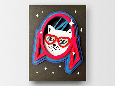 Papercraft - Gorgeous artwork cat cosmic cosmos figma funny glasses heart illustration kitty meow mirror papercraft papercut sparkle