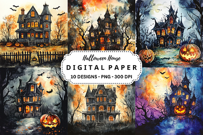 Watercolor Halloween House Background mugs