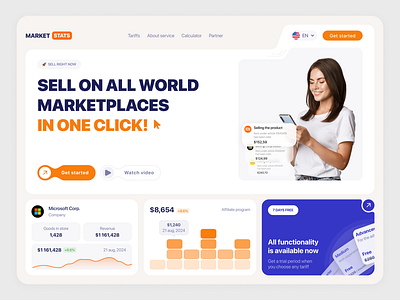 Market Stats - Landing page branding figma interface marketplace modern photoshop trends