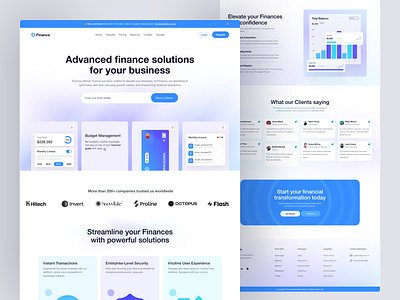 Finance Solutions for Business - Landing Page best website design finance financial fintech homepage interaction desin interface landing page money most popular website design rupak rupak chakraborty top website design uiux wallet web design web page website website design website interaction