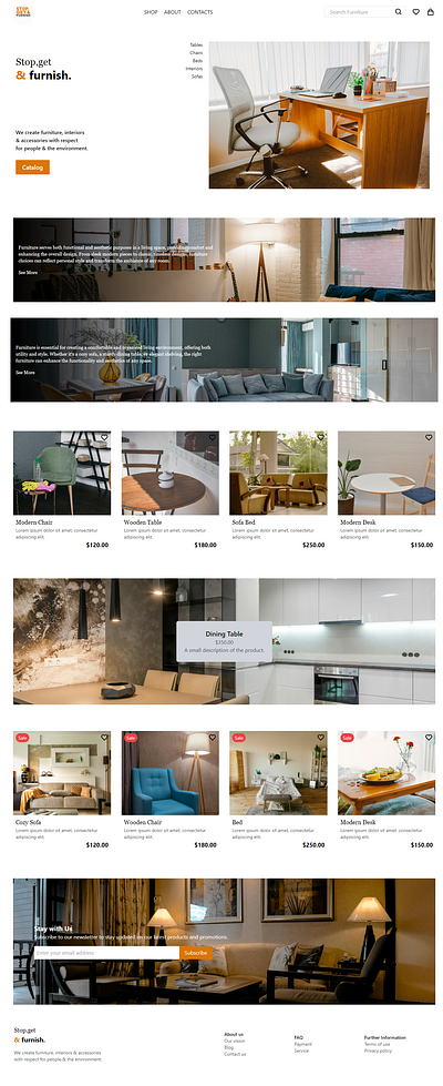 Funiture Website Landing Page branding design furniture furniture website graphic design interface logo simple design typography ui ui design website interface