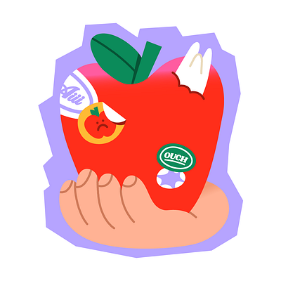 how sweet it tastes apple fruit illustration sticker teeth