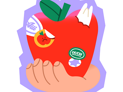 how sweet it tastes apple fruit illustration sticker teeth