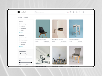 E-commerce App Design for a Furniture Shop app design e commerce ecommerce design furniture minimalist modern design product design product page sell uiux user experience design user interface design