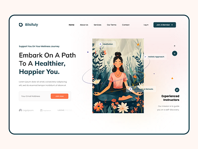 Bilsifuly- Meditation Website Design body depression design healthcare landing page medicine meditation meditation website mentalhealth mindfullness minimal mood motivation personal care psychology selfcare treatment webdesign website wellness