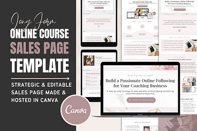 Course Sales Page Template Canva canva landing page canva website design content creator course creation course creator kit course sales page template canva custom web design health coach bundle landing page design landing page template online course bundle strategic editable