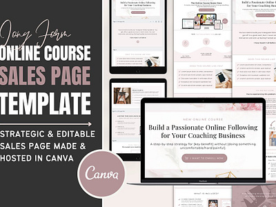 Course Sales Page Template Canva canva landing page canva website design content creator course creation course creator kit course sales page template canva custom web design health coach bundle landing page design landing page template online course bundle strategic editable