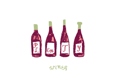 FOUR BOTTLEs of WINE (colorful) abstract bottles branding charcoal design drawing four bottles hand drawn icon illustration logo symbol texture vineyard wine wine shop wine store winery