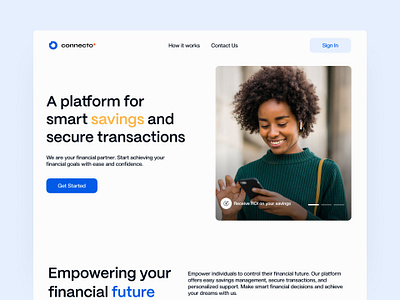 Connecto- Landing Page Web clean design finance hero homepage landing page minimal payment ui web web design web page webdesign website