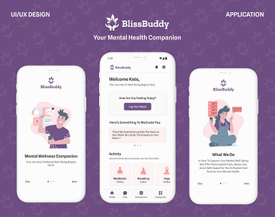 Bliss Buddy app design mental health mobile ui ux