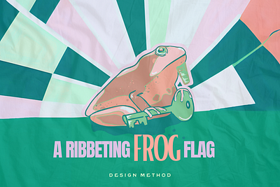 A Ribbeting Frog Flag Illustration flag design flag illustration frog design frog drawing frog illustration funny frog graphic design flag key frog key illustration pharaoh pun art punny sun rays