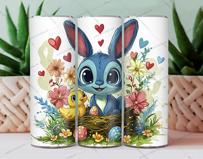 Cartoon Stitch Easter Tumbler Warp animal tumbler cartoon tumbler color image custom design custom tumbler design funny tumbler happy tumbler illustration photography skinny tumbler stitch tumbler sublimation tumbler sublimation tumbler warp vector art waterslide tumbler