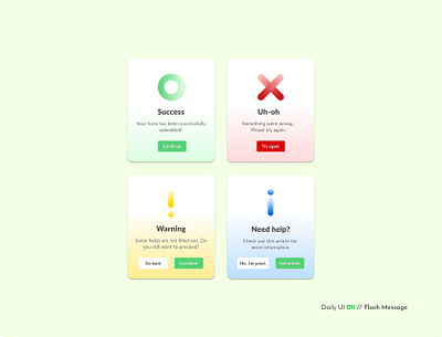 Daily UI Challenge #011 - Flash Message challenge daily ui daily ui 11 error flash message help success warning