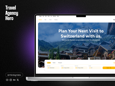 Travel Agency Hero Section app branding design figma graphic design illustration logo ui ux vector