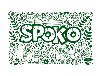 Spoko Card card cat dog fox roedeer rooster spoko wildboar