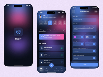 Habit Tracker Mobile App Ui Ux Design | Habit Tracking App analytics app app design application blue challenge daily tracker figma habit app habit tracker app habit tracker ui healthy lifestyle ios mobile app productive app design task management app tracker app tracking app ui uiux