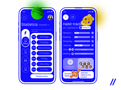 Habit Tracker Mobile iOS App Design Concept 3d 3d art android android design app app design concept app design template dashboard design habbit app interface ios ios design mobile mobile yu product design statistics tracker ui ux
