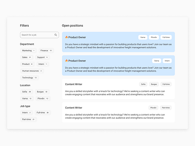 Open jobs - Career page - Filters careers filters full time intern job job opportunity jobs page open positions product owner webdesign
