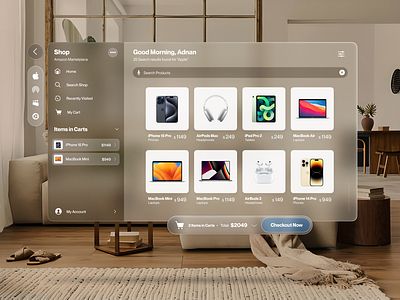 E-commerce Spatial UI Design for Apple Vision Pro 12fox studio adnan sheikh apple ecom ecommerce ui design spatial ui design ui ui design vision pro ui design