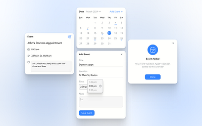 Calendar Widget app blue branding calendar confirmation date design event figma graphic design icon illustration logo ui ux