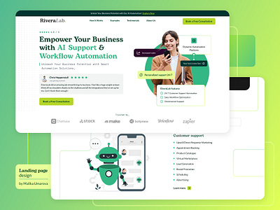 Landing Page Design of AI Support Service 🤖 ai branding design graphic design illustration logo ui ux vector