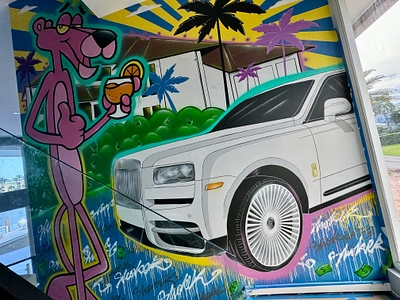 Shoker Art1 Mural Art Pink Panter Rolls Royce abstract design illustration mural muralart painting pinkpanter shoker sketch wall