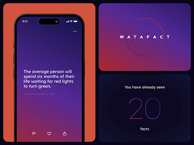 WTF - App of facts animation app brand calm chill circle fact gradients icon quiz simple swipe ui