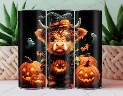 Halloween Highland Cow Tumbler Wrap autumn classroom tumbler color image custom design design fantasy art halloween tumbler hat art illustration photography pumpkin vector skinny tumbler sublimation tumbler sublimation tumbler warp vector art waterslide tumbler